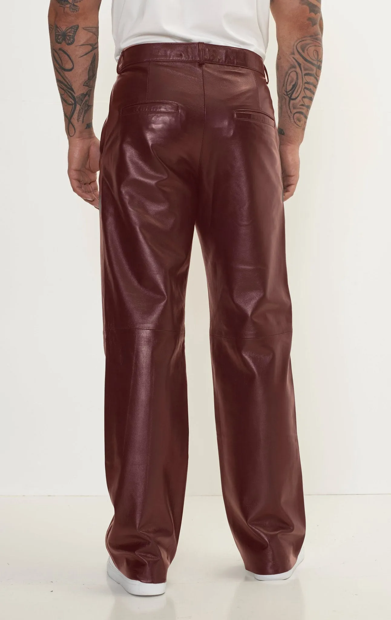 Genuine Lambskin Leather Trousers - Wine