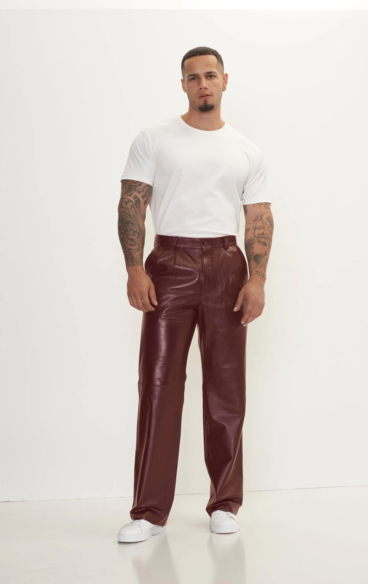 Genuine Lambskin Leather Trousers - Wine