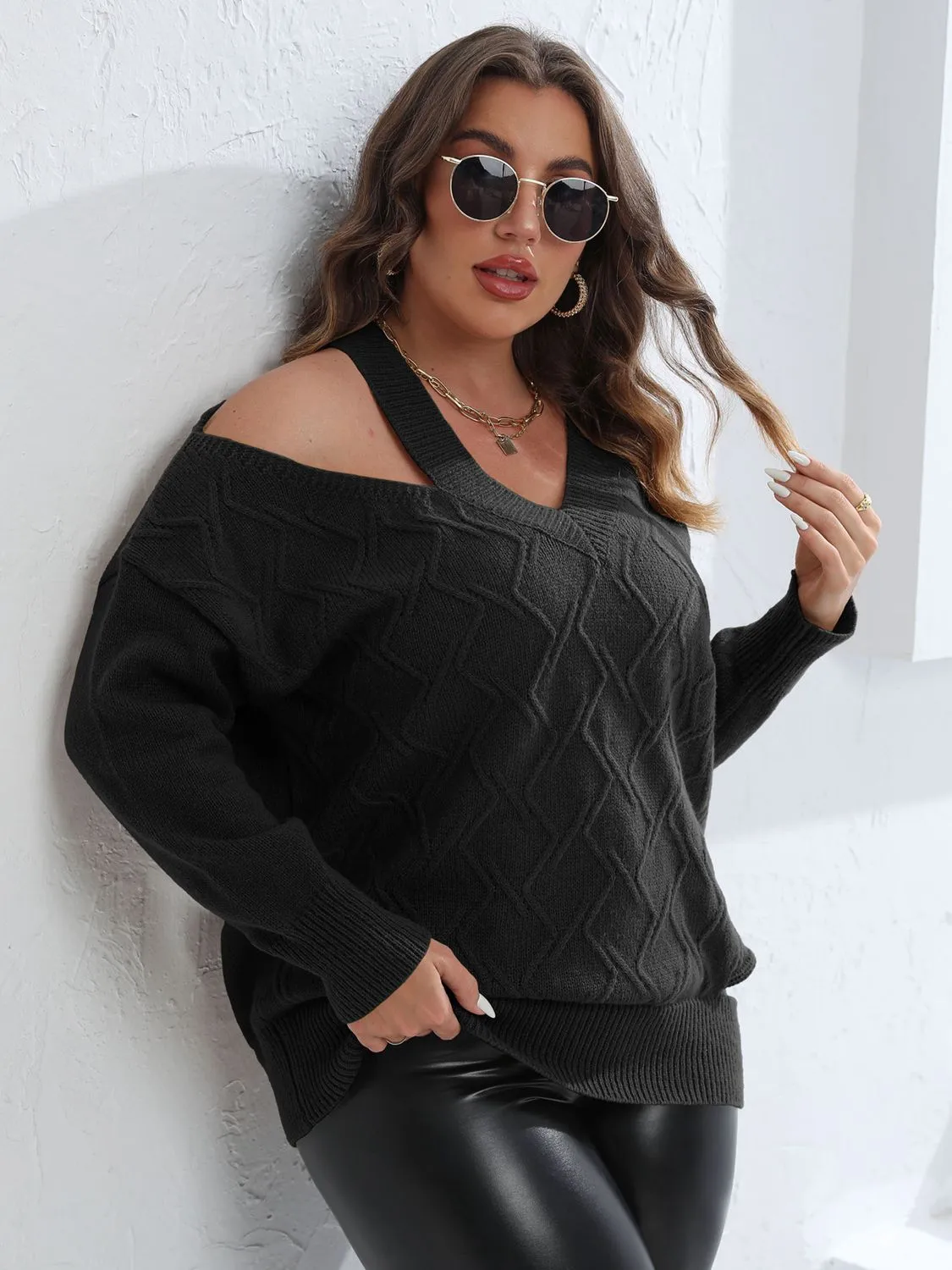 Gracie Cutout V-Neck Sweater - Plus