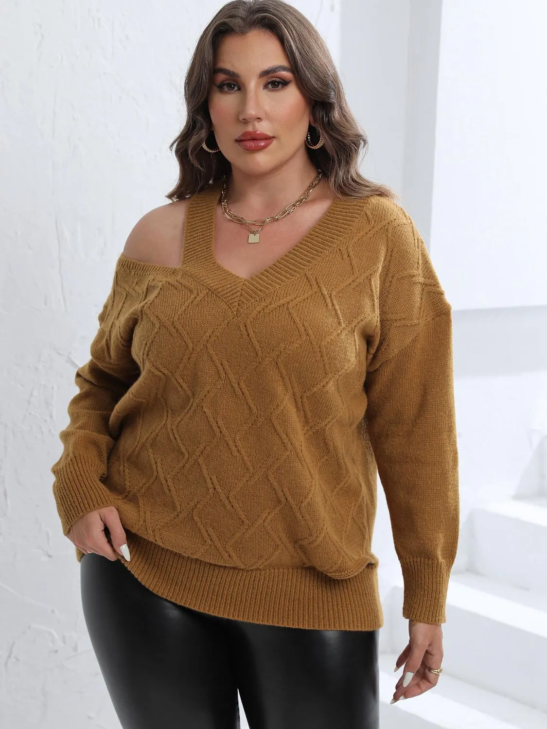 Gracie Cutout V-Neck Sweater - Plus