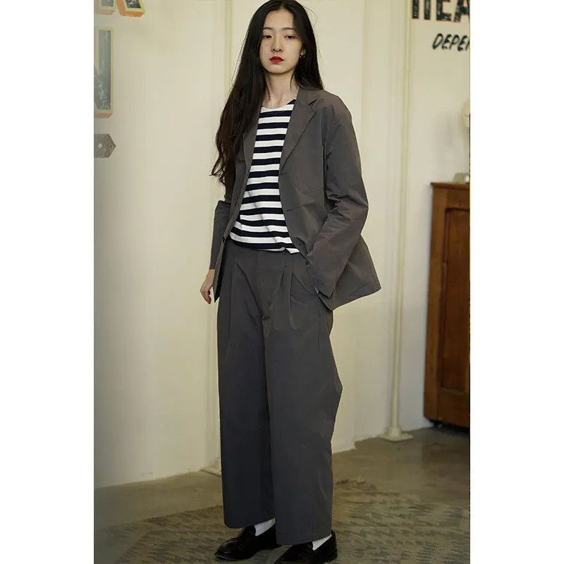 Gray Wide-Legged Trousers