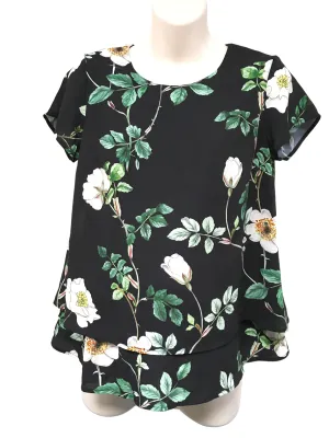 H&M Mama Black & White Rose Print S/S Blouse Top - Size Maternity S UK 8-10