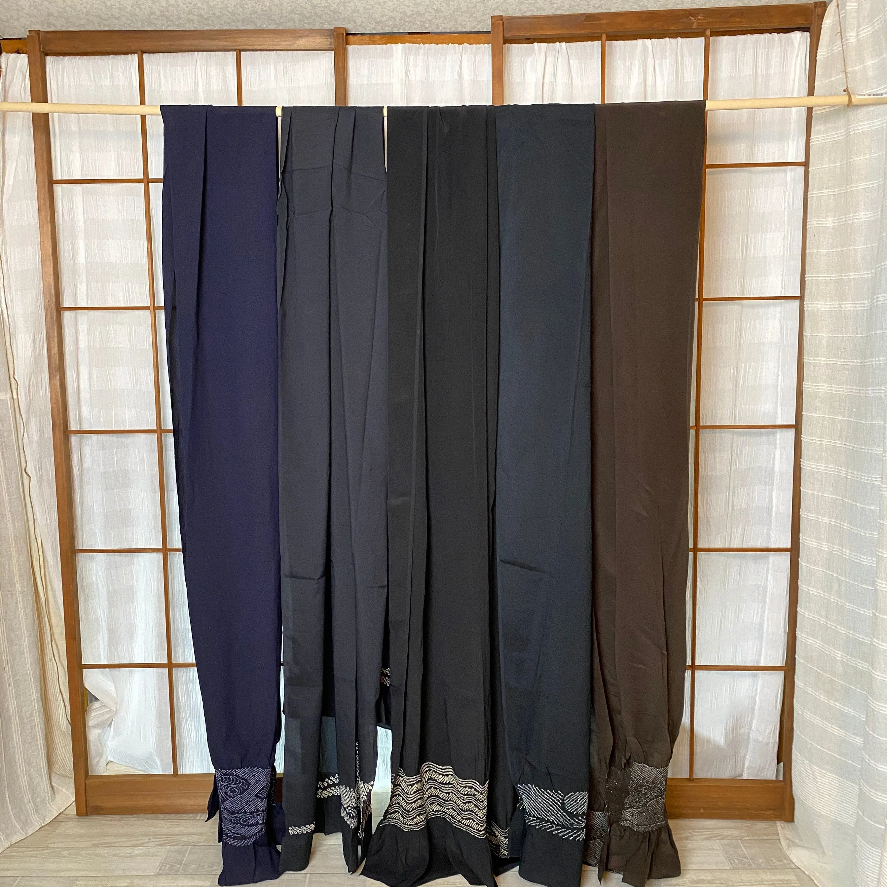 Heko Obi, Men's Kimono Belt, 兵児帯, Navy/Black/Brown, Kimono Accessory, Fabric belt, Scarf, Hairband, Long and Narrow Garment