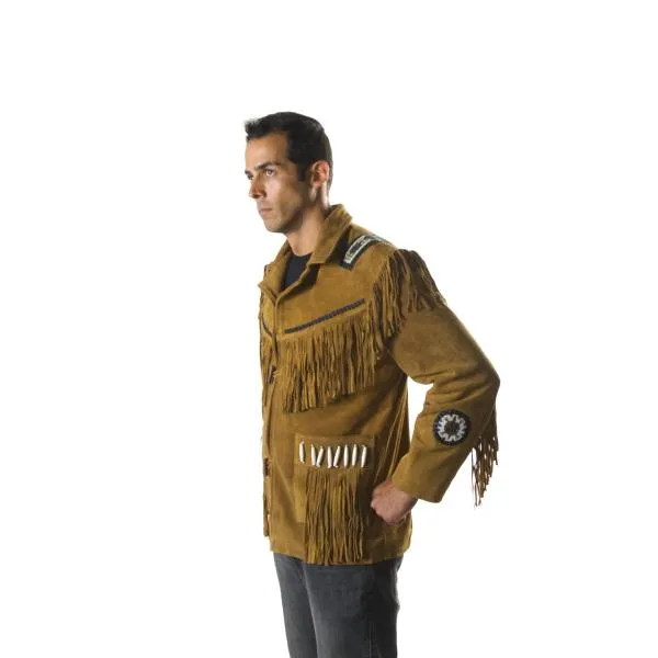 Indian Western Fringe Beaded Suede  Leather Jacket - Cherokee 144