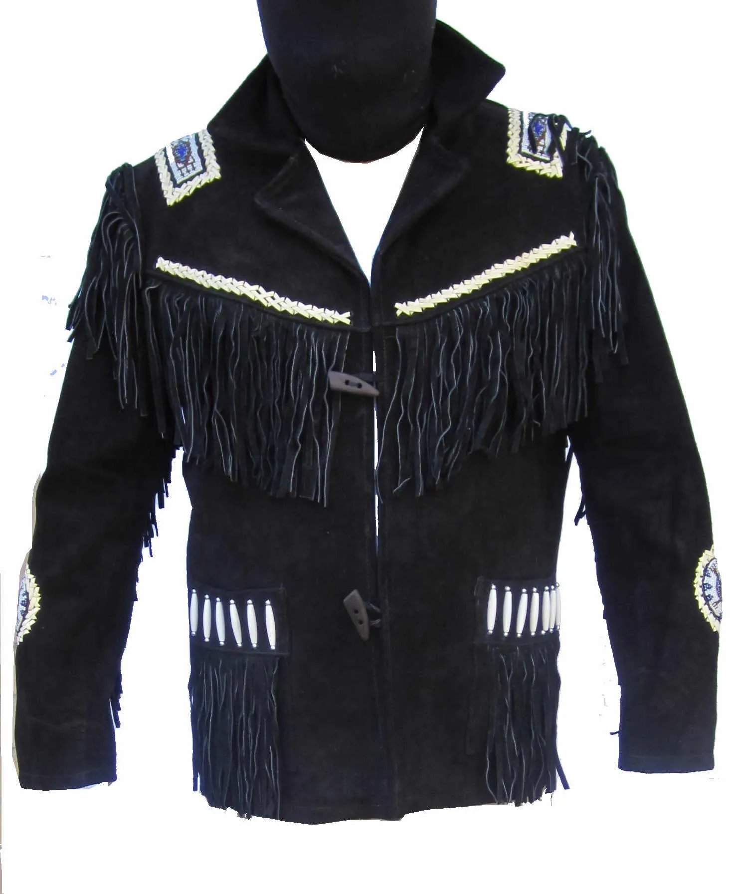 Indian Western Fringe Beaded Suede  Leather Jacket - Cherokee 144