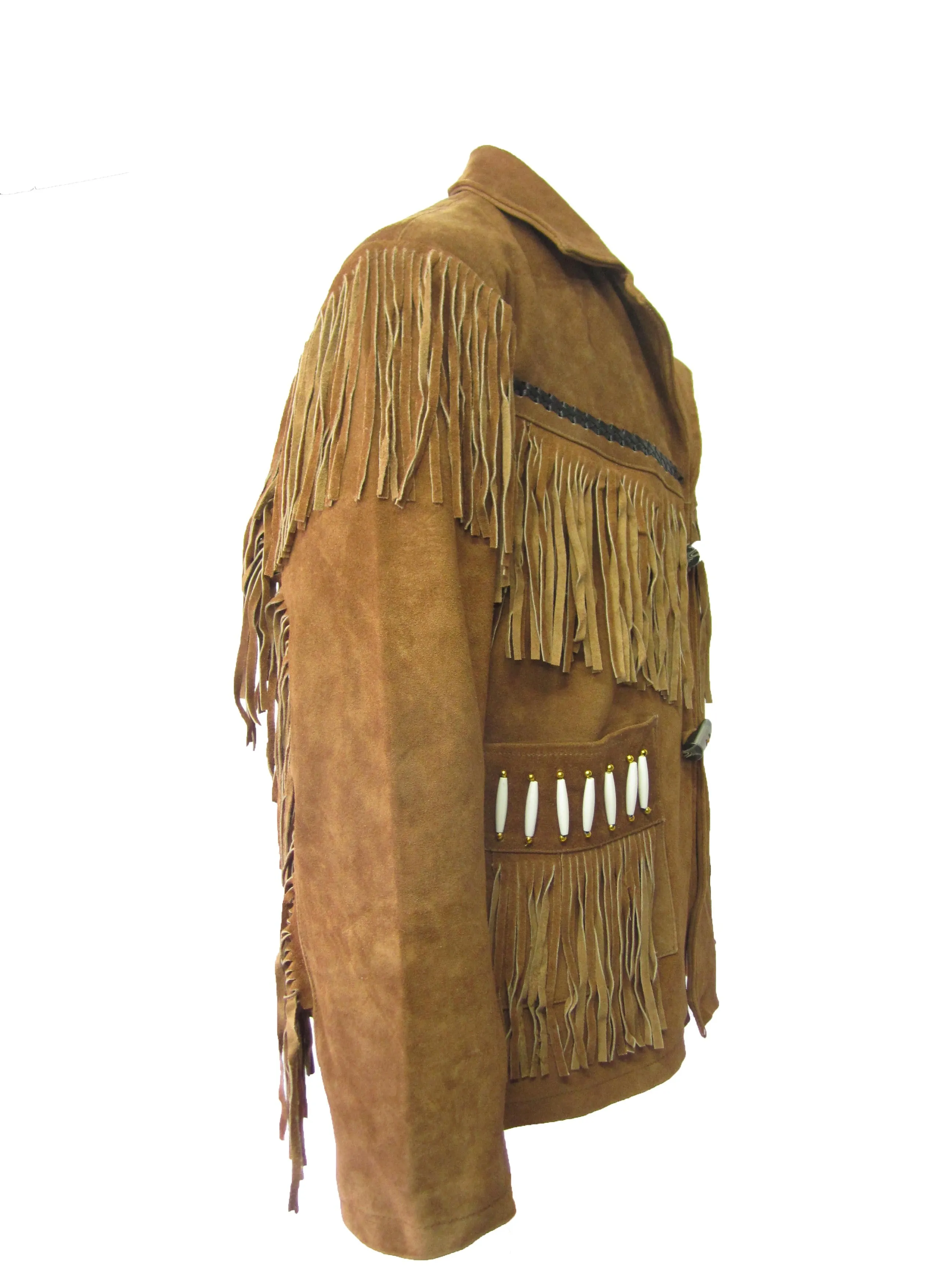 Indian Western Fringe Beaded Suede  Leather Jacket - Cherokee 144