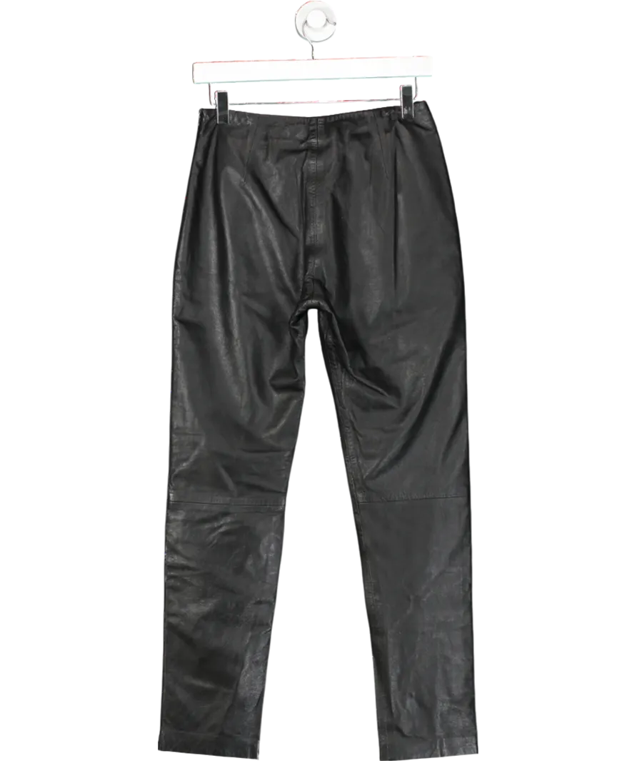 Karen Millen Black Petite Leather Button Detail Trousers - Petite Length UK 4