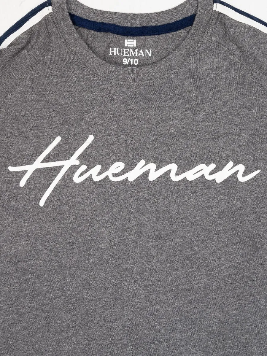 Kids Grey Stripes Full Sleeve Raglan Shirt