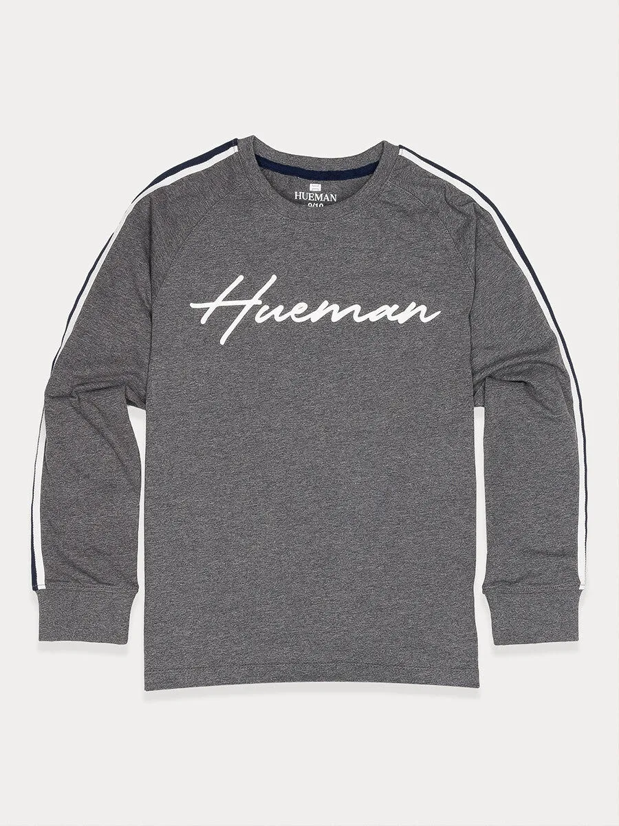 Kids Grey Stripes Full Sleeve Raglan Shirt