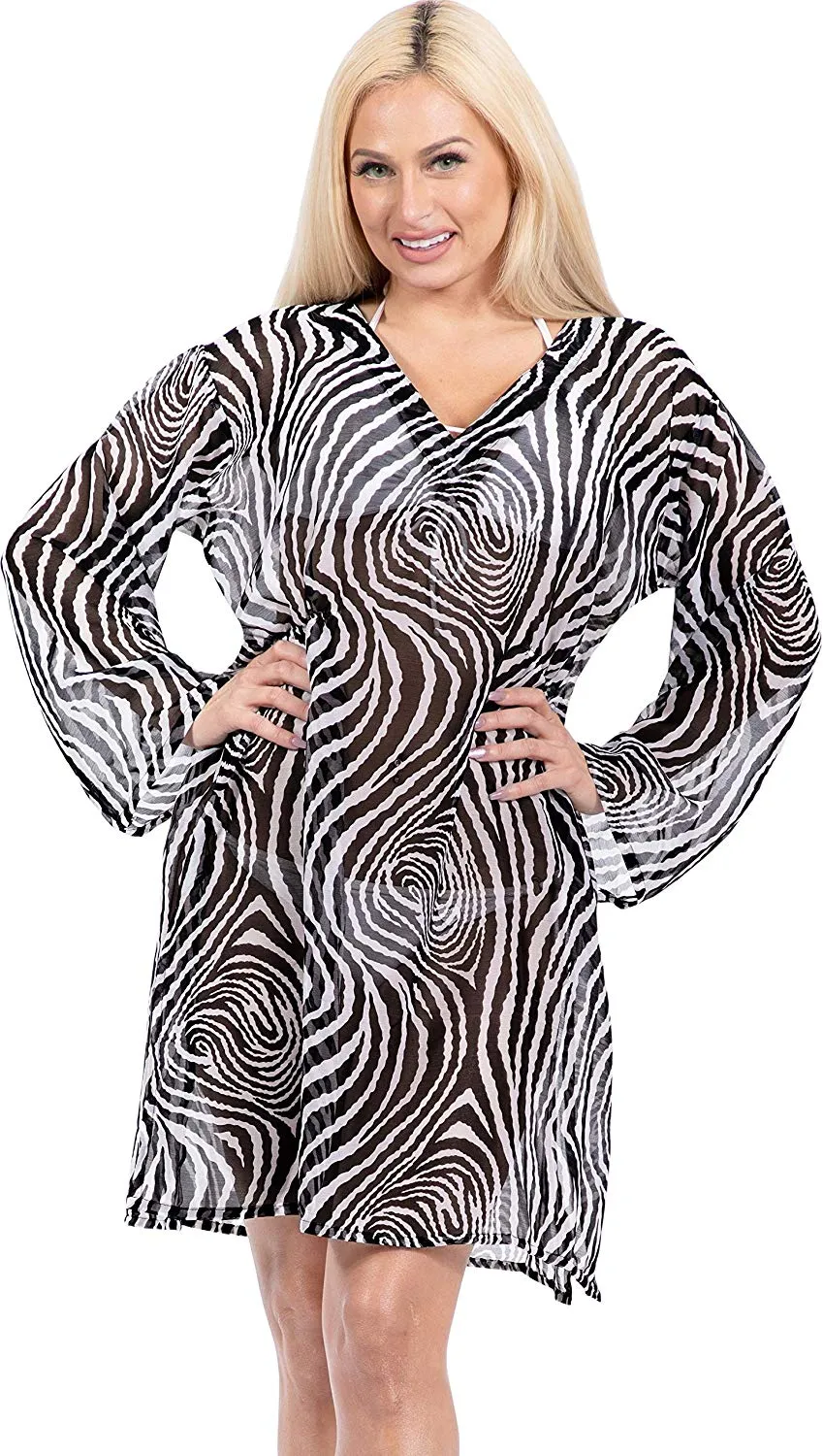 LA LEELA Bikini Swim Beach wear Swimsuit Cover ups Womens Caftan Dress Printed