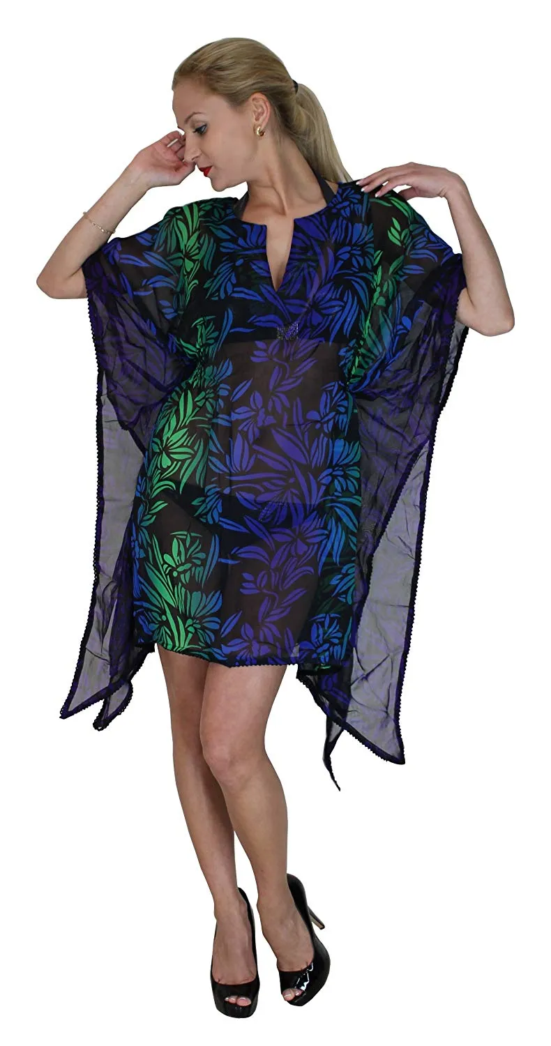 LA LEELA Bikini Swim Beach wear Swimsuit Cover ups Womens Caftan Dress Printed
