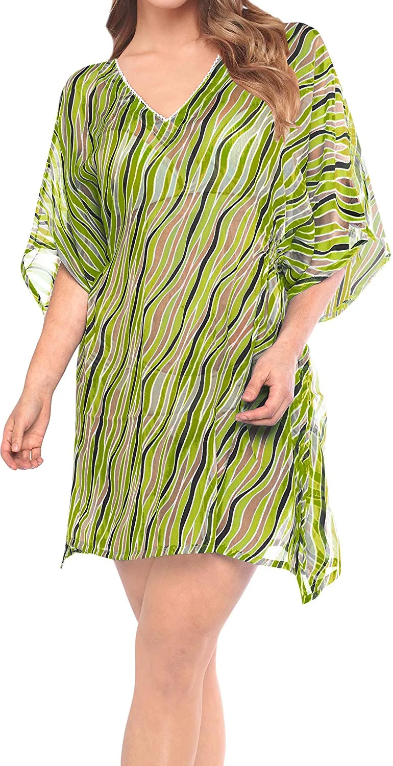 LA LEELA Bikini Swim Beach wear Swimsuit Cover ups Womens Caftan Dress Printed