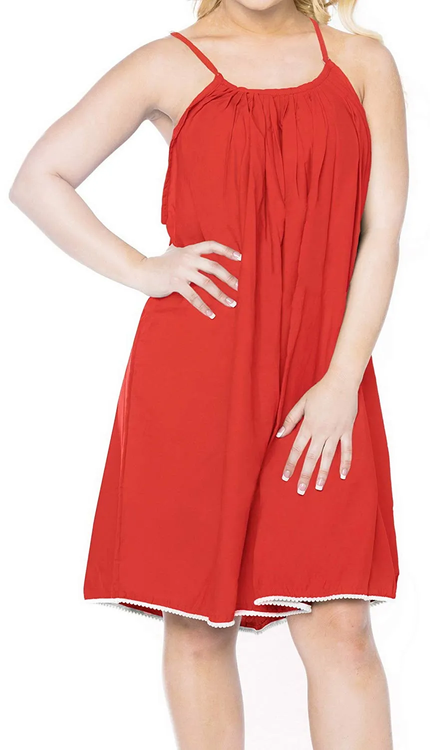 LA LEELA Women's Summer Casual Loose Swing T- Beach Sundress Kaftan Cover Up Solid Rayon