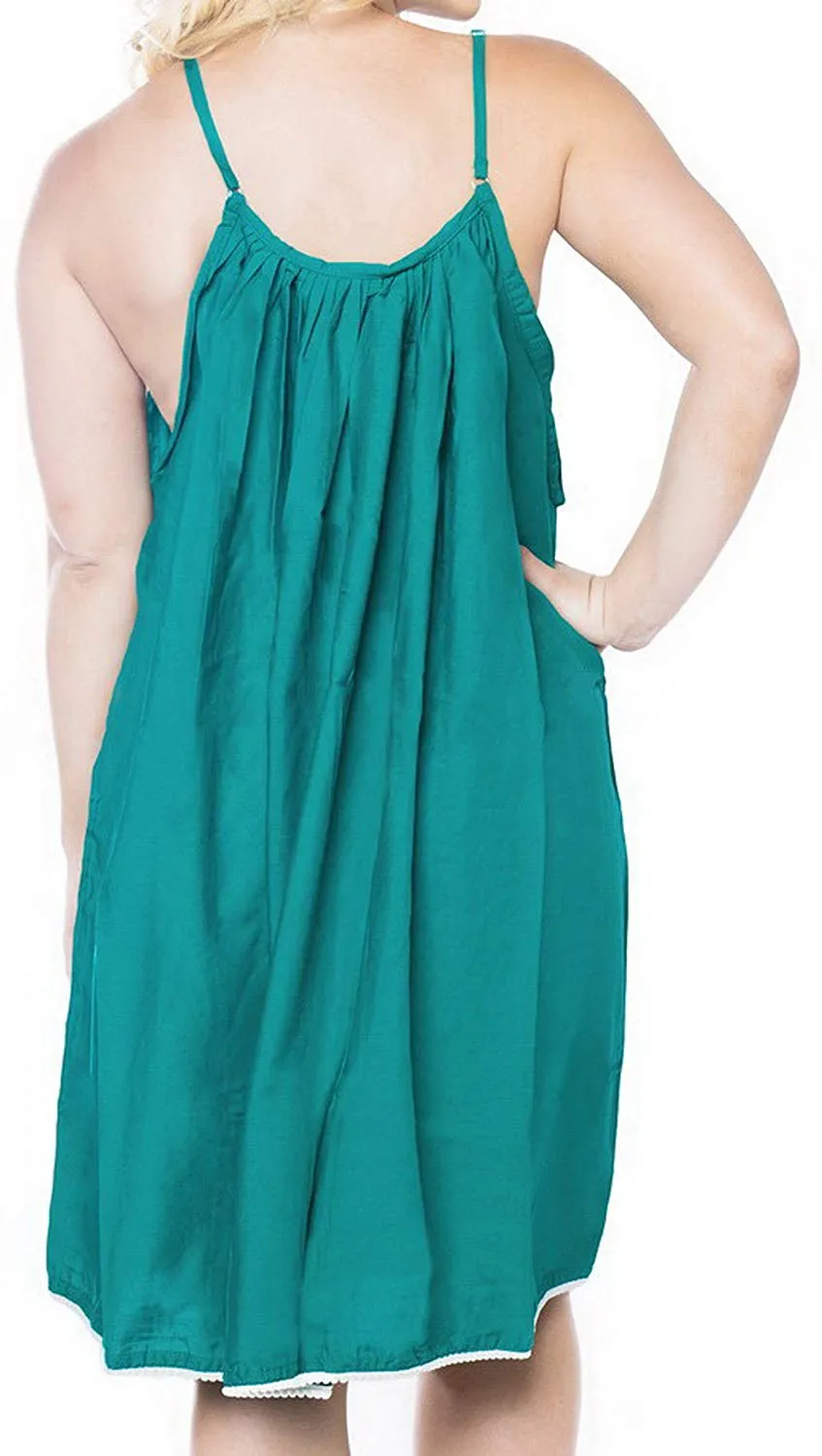 LA LEELA Women's Summer Casual Loose Swing T- Beach Sundress Kaftan Cover Up Solid Rayon