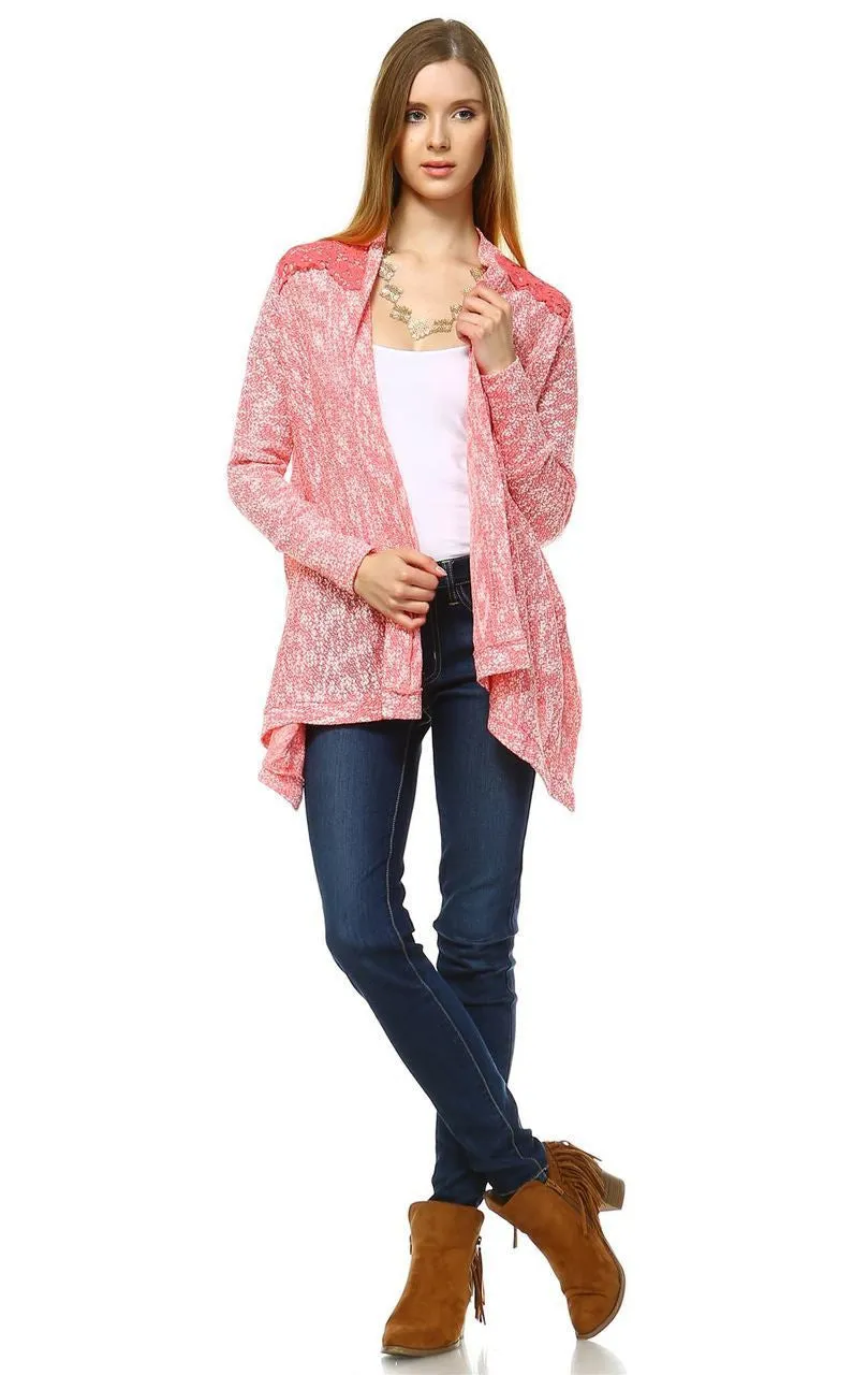 Lace Cardigans Crochet and Knit Coral