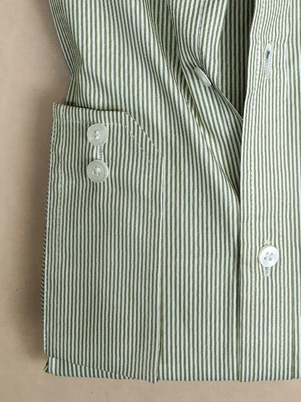 Light Green Lines Formal Dress Shirt For Men AZ MFS66