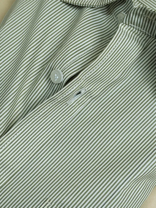 Light Green Lines Formal Dress Shirt For Men AZ MFS66