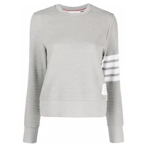 Light Grey Ottoman Rib 4-Bar Crew Neck Sweatshirt