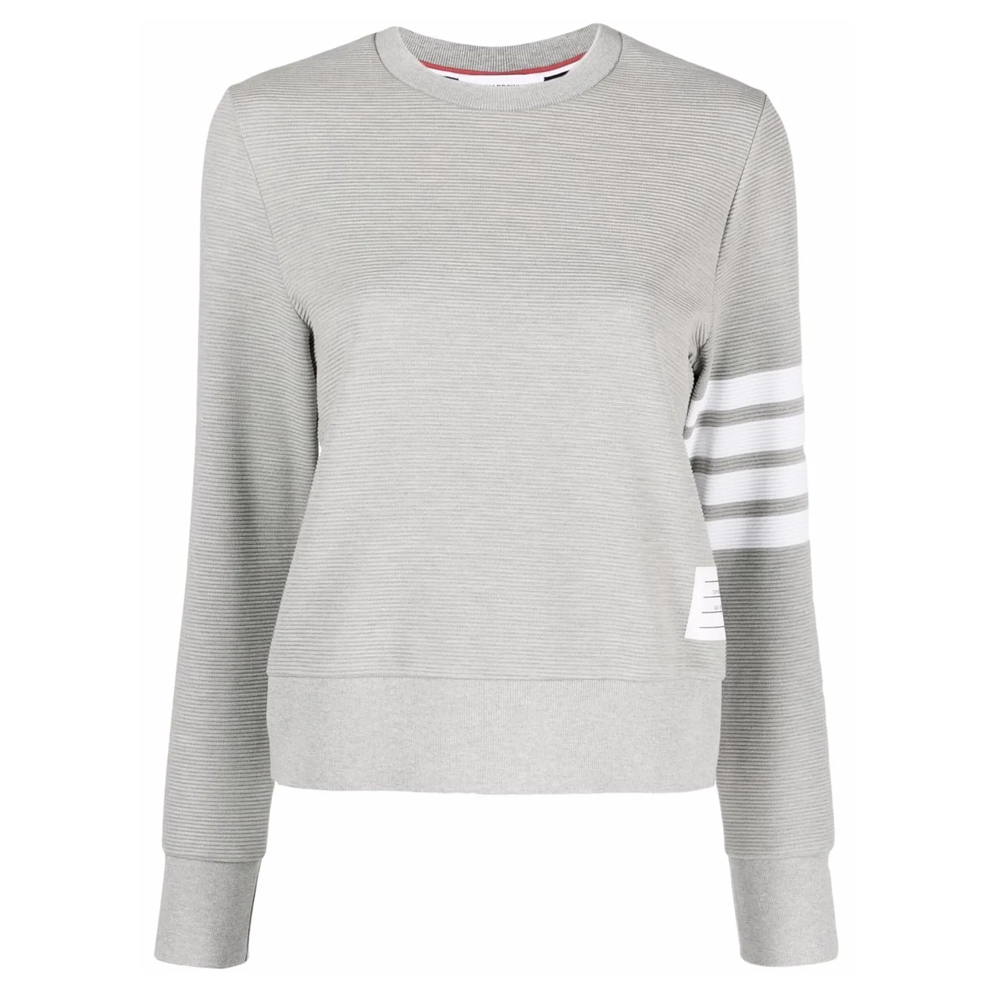 Light Grey Ottoman Rib 4-Bar Crew Neck Sweatshirt