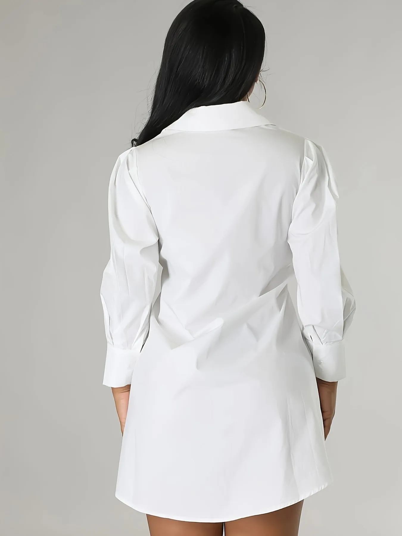 Long Sleeve Casual Tie-Front Shirt Dress