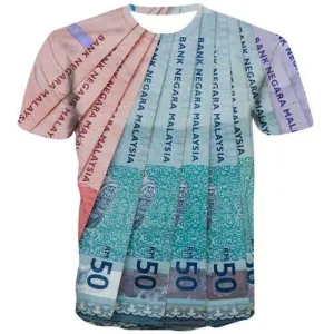 Malaysian Ringgit T shirts Men Malaysia T shirts Funny Money Shirt Print Harajuku Tshirt Anime Abstract T-shirts Graphic