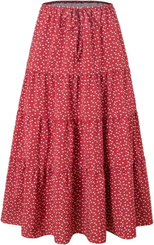 Maxi Skirt with Slit for Women High Waist Boho Flowy Long Skirt Elegant A-Line