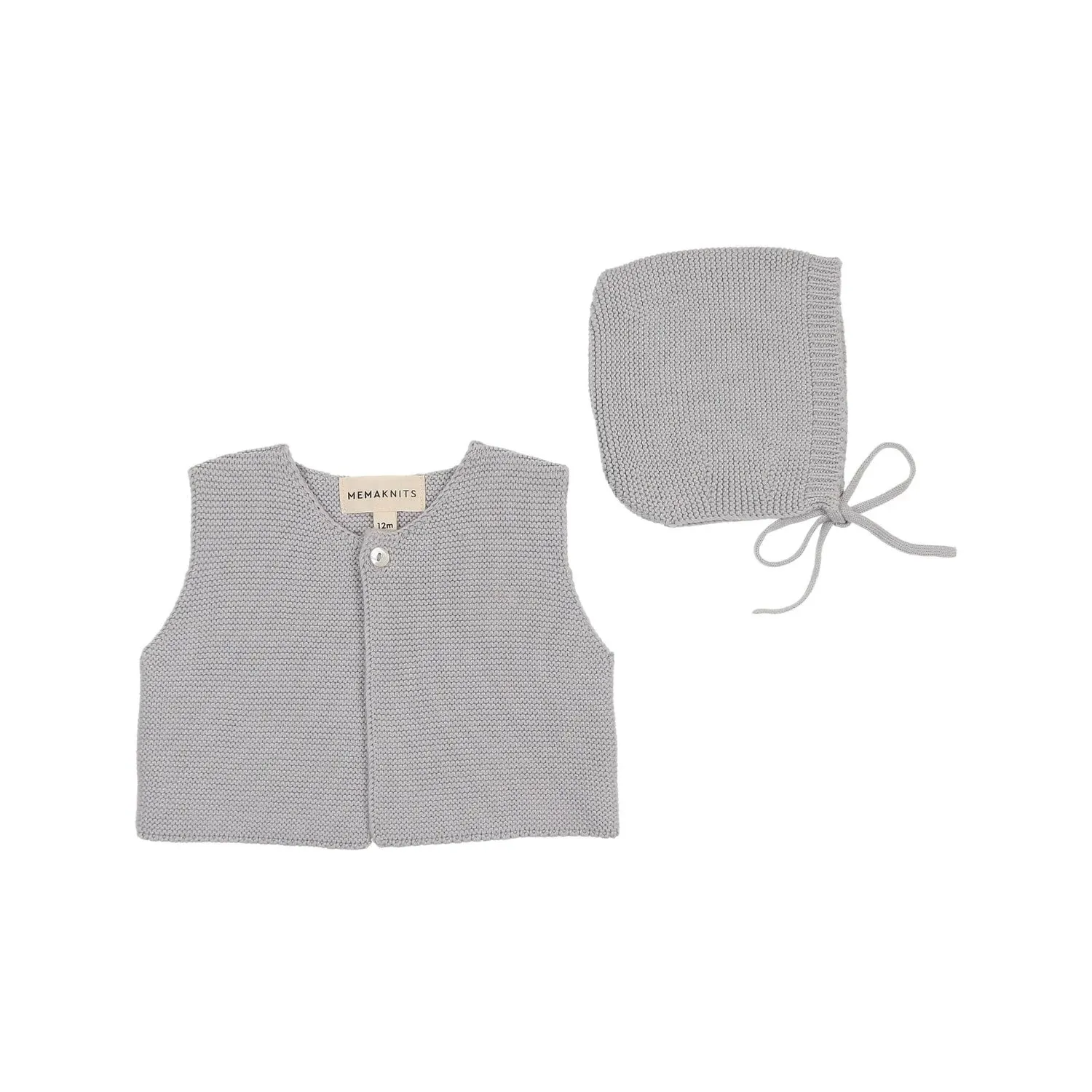 Mema Knits Light Blue Knit Cropped Vest   Bonnet (352)