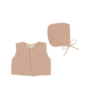 Mema Knits Peach Dust Knit Cropped Vest   Bonnet (352)