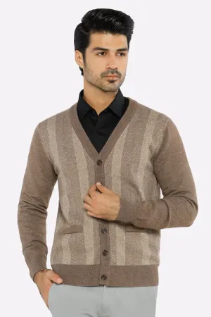 Men Full Sleeves Light Fawn Cardigan