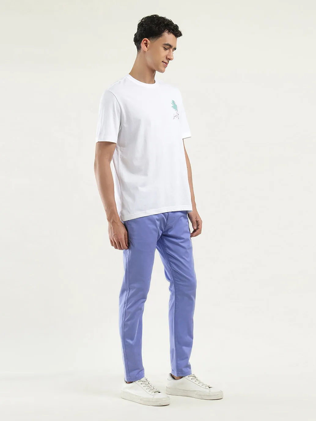Men's Blue Slim Tapered Fit Trousers