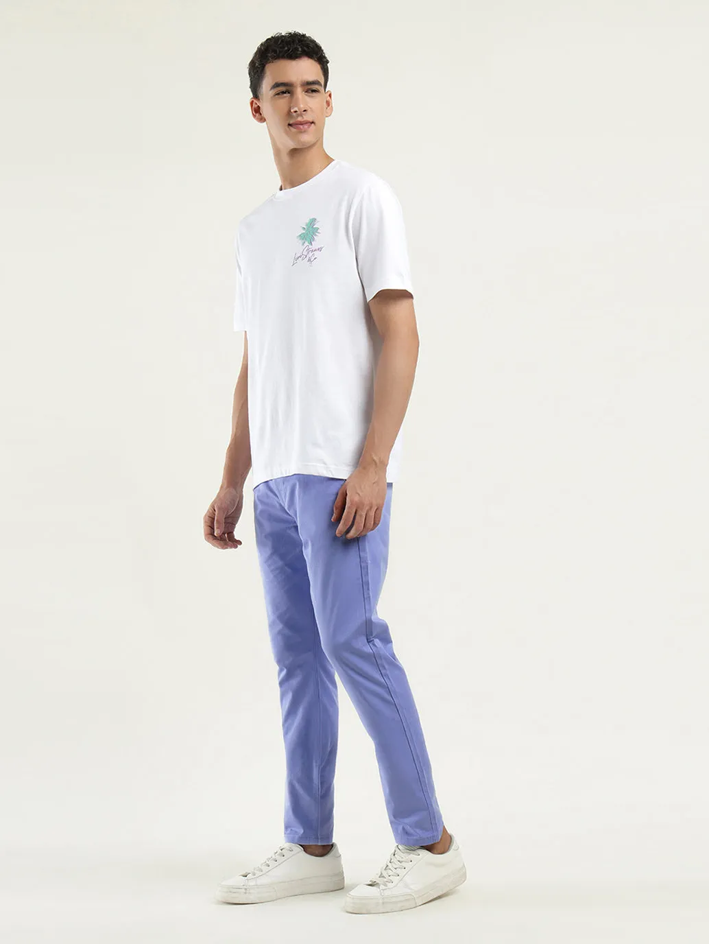 Men's Blue Slim Tapered Fit Trousers