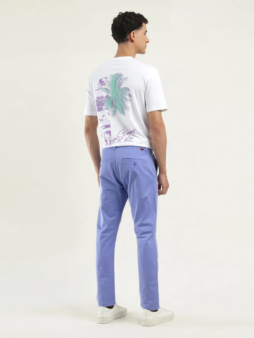 Men's Blue Slim Tapered Fit Trousers