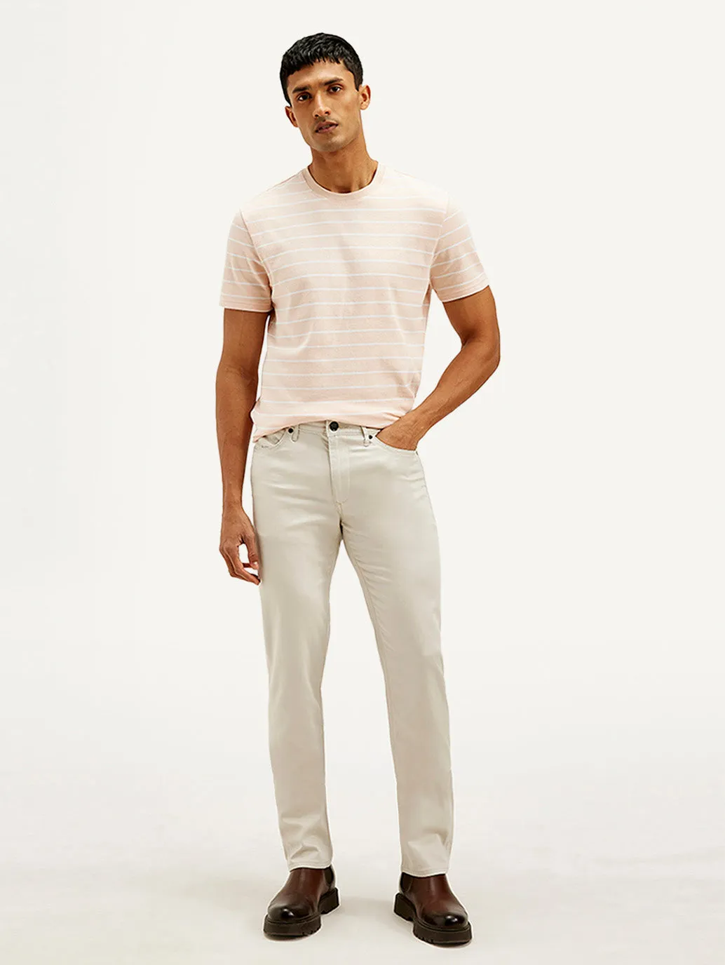 Men's Off White Slim Fit Trousers