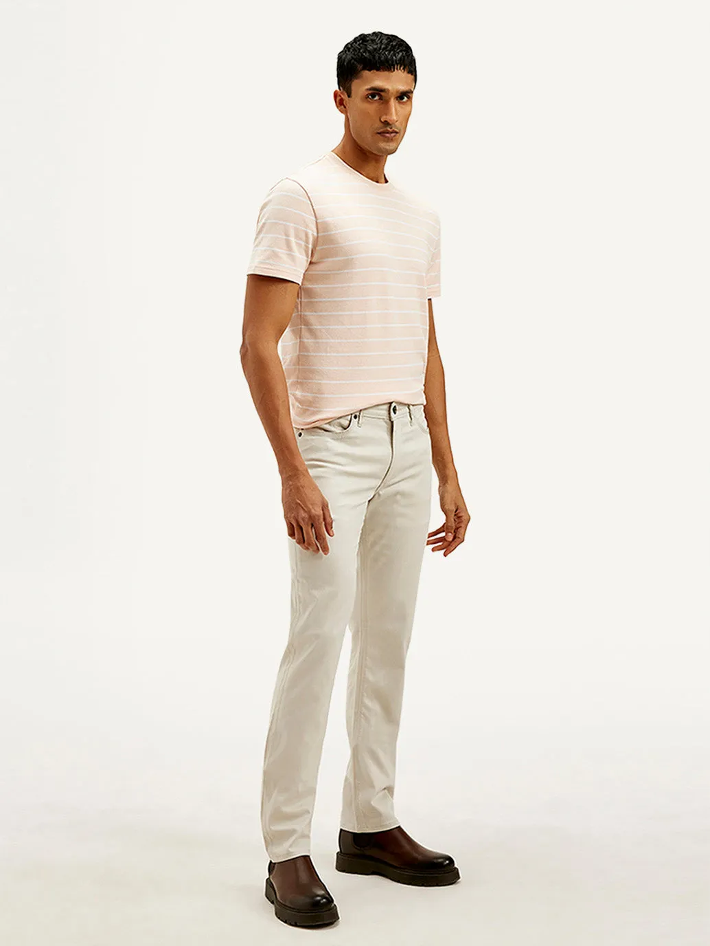 Men's Off White Slim Fit Trousers