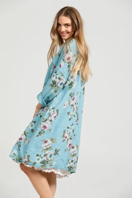 Mia linen dress. Tahitian Blue