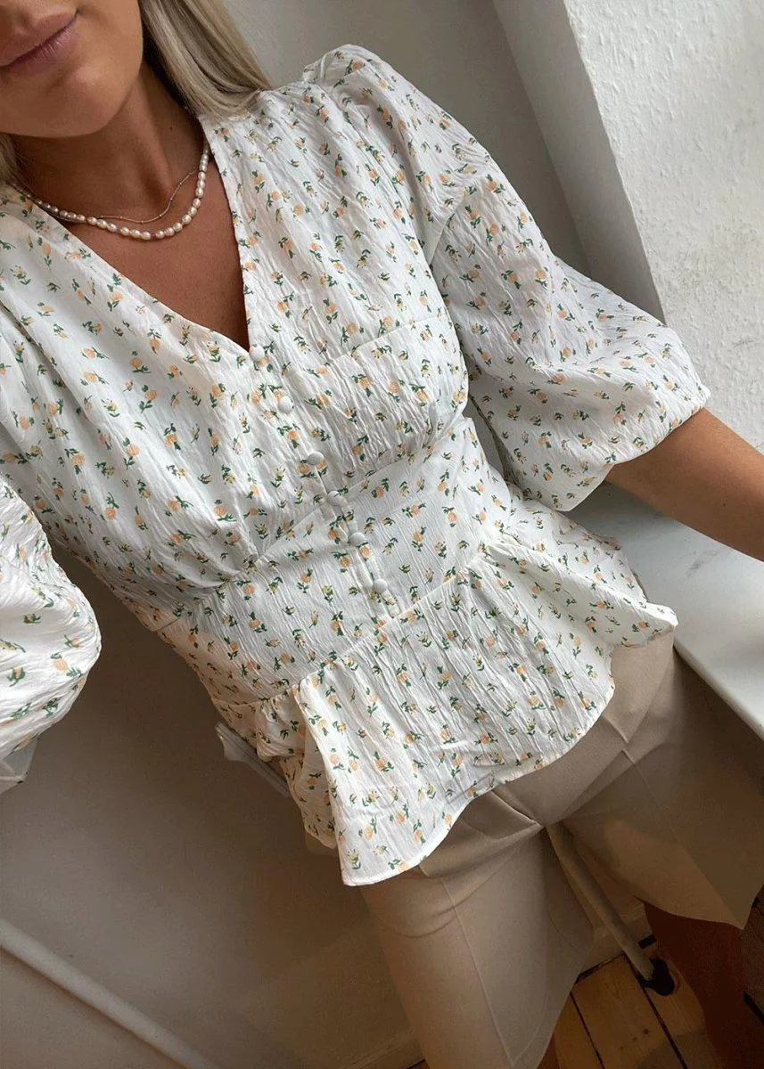 Mirala Fine Flower Blouse - White