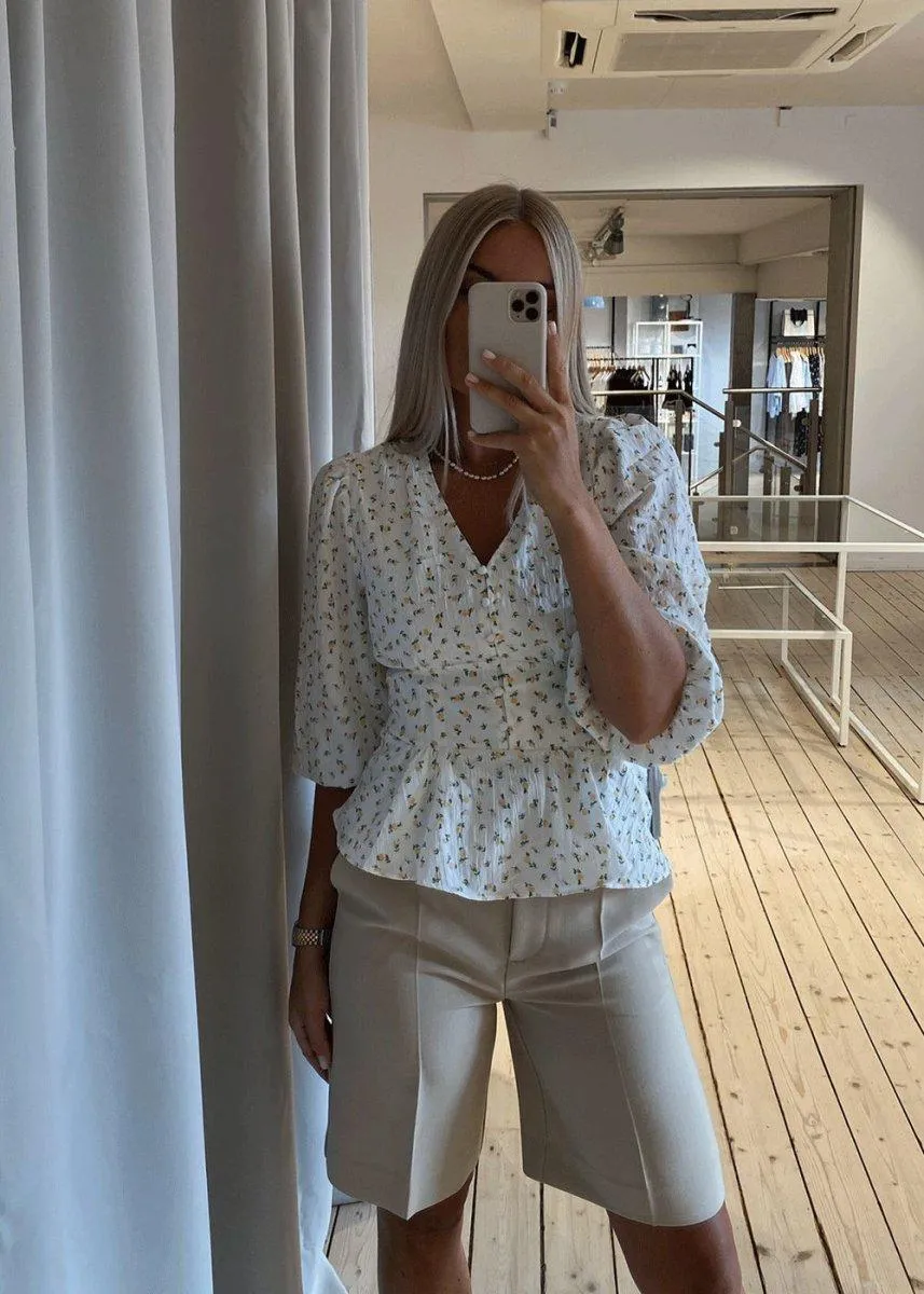 Mirala Fine Flower Blouse - White