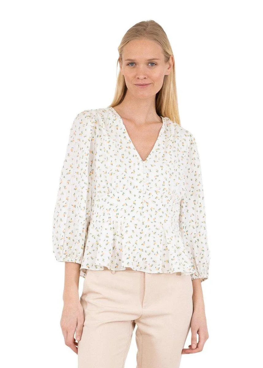 Mirala Fine Flower Blouse - White