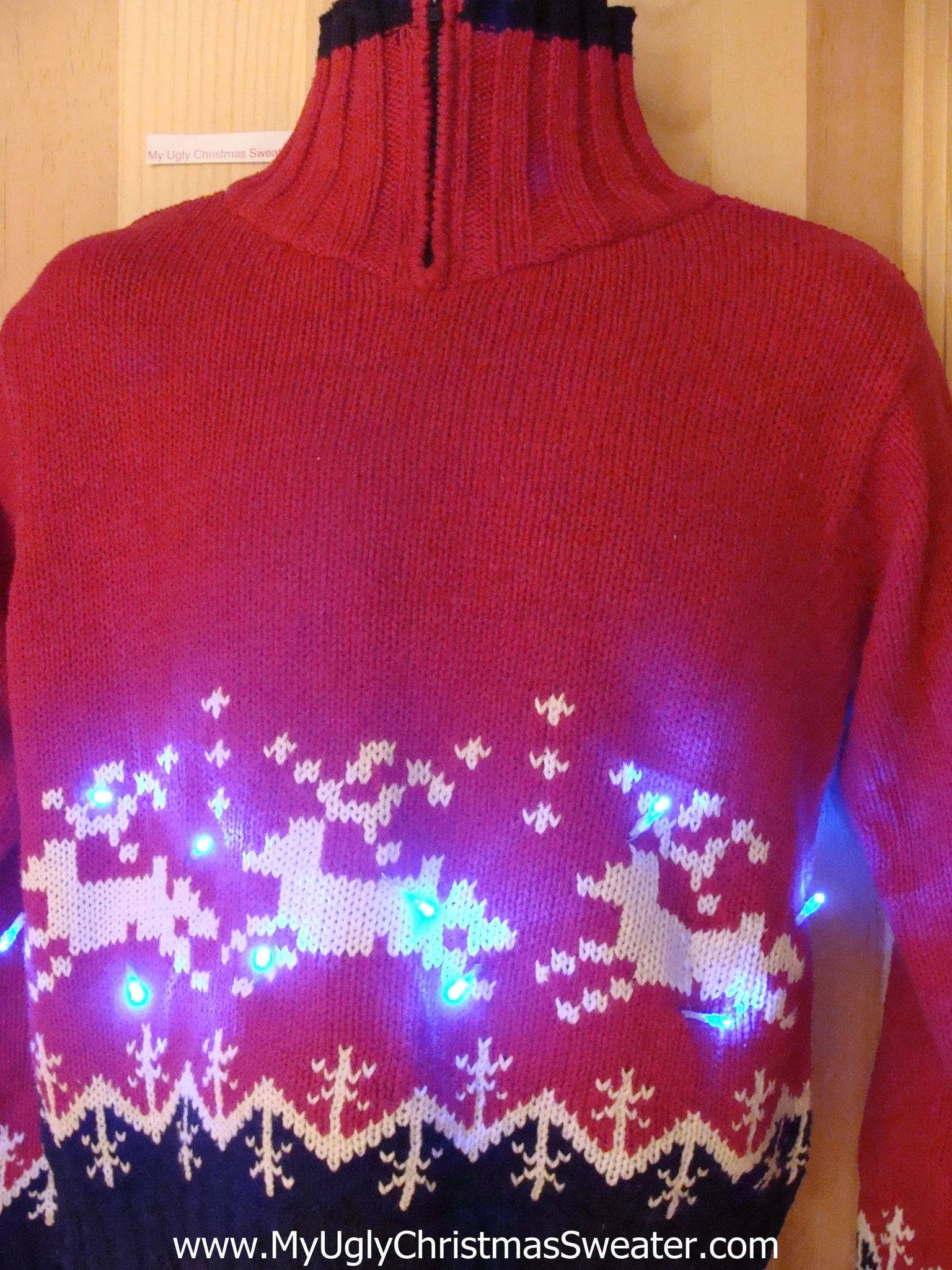 Need to Buy Christmas Sweaters? Red Vintage Reindeer Light Up Sweater