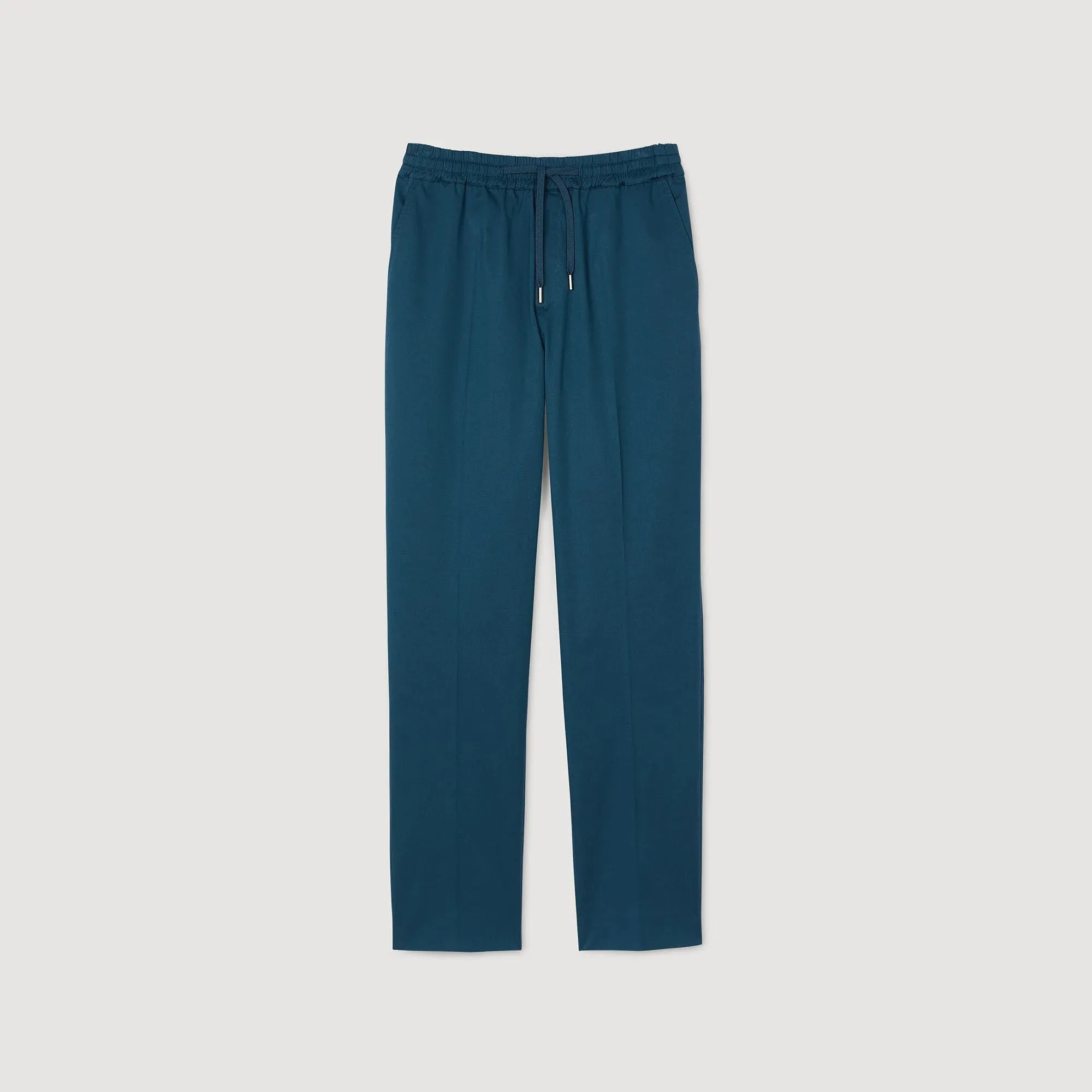 New Alpha Cotton Elasticated Straight-Leg Trousers Thunderstorm Blue