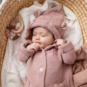 Personalised Cotton Knit Cardigan Dusty Pink