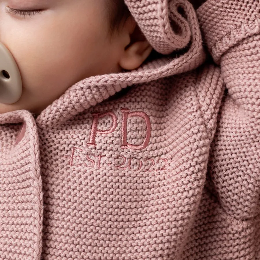 Personalised Cotton Knit Cardigan Dusty Pink