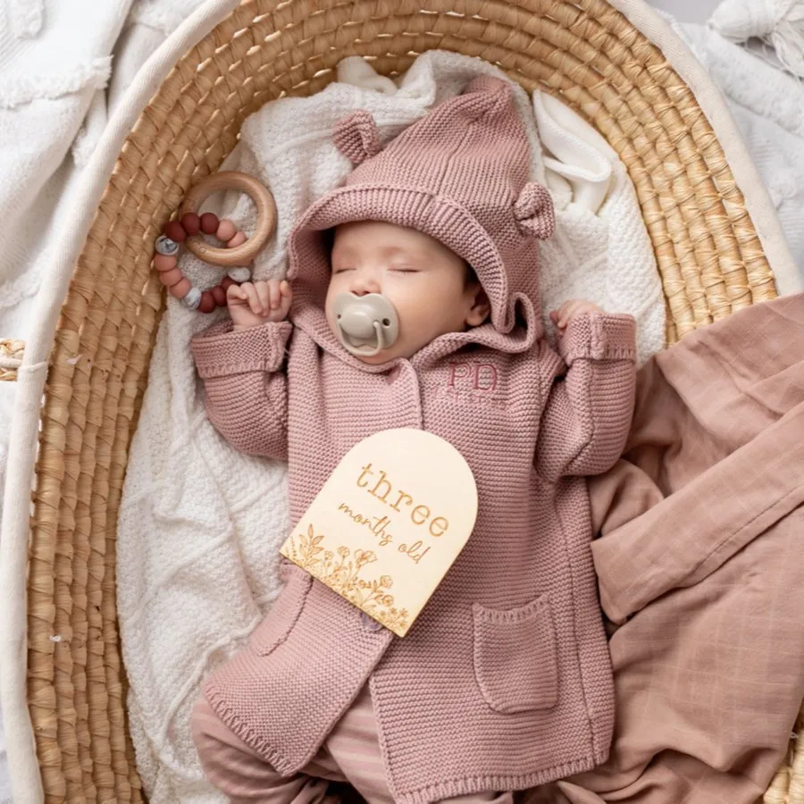 Personalised Cotton Knit Cardigan Dusty Pink