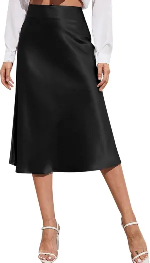Plus Size Skirt Women Elastic High Waist Boho Maxi Skirt Casual Drawstring A Line Long Skirt