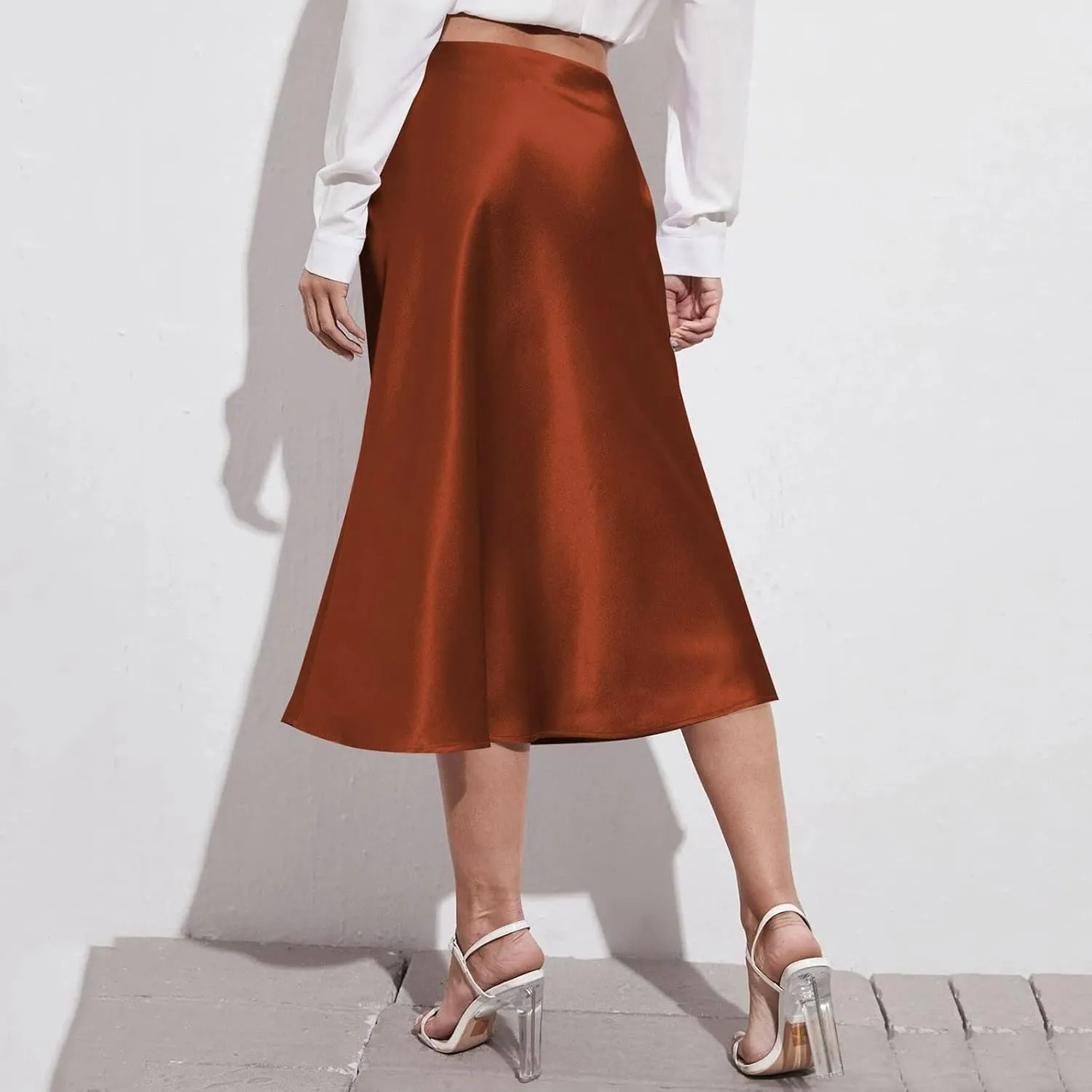 Plus Size Skirt Women Elastic High Waist Boho Maxi Skirt Casual Drawstring A Line Long Skirt