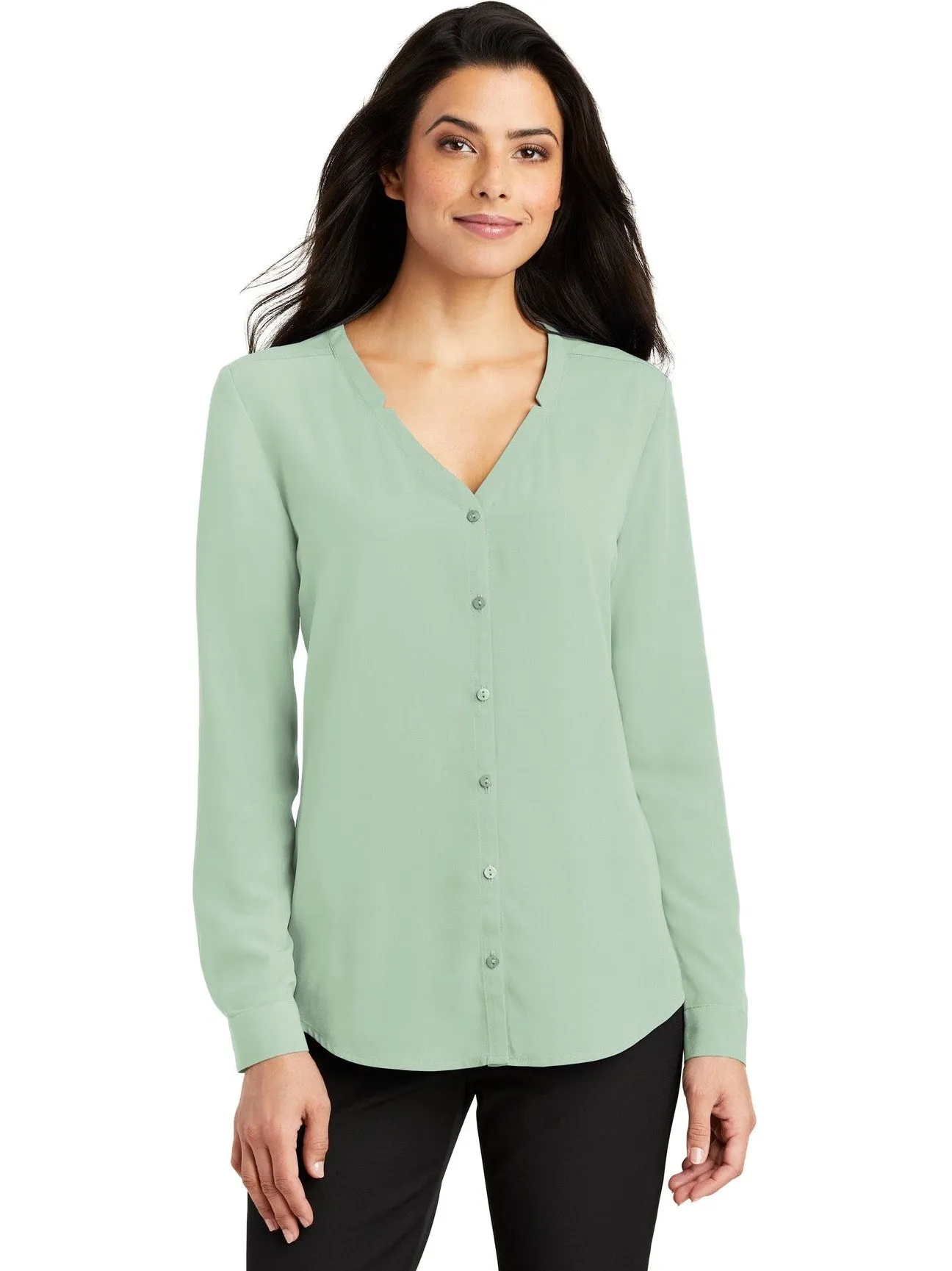 Port Authority Ladies Long Sleeve Button-Front Blouse