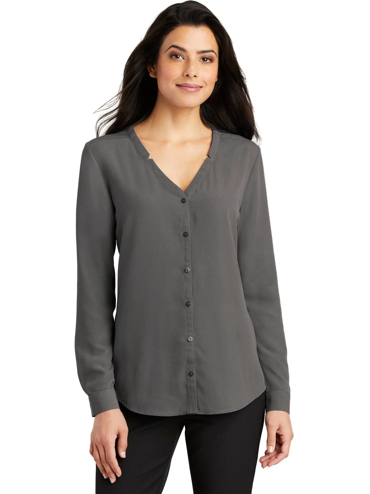 Port Authority Ladies Long Sleeve Button-Front Blouse