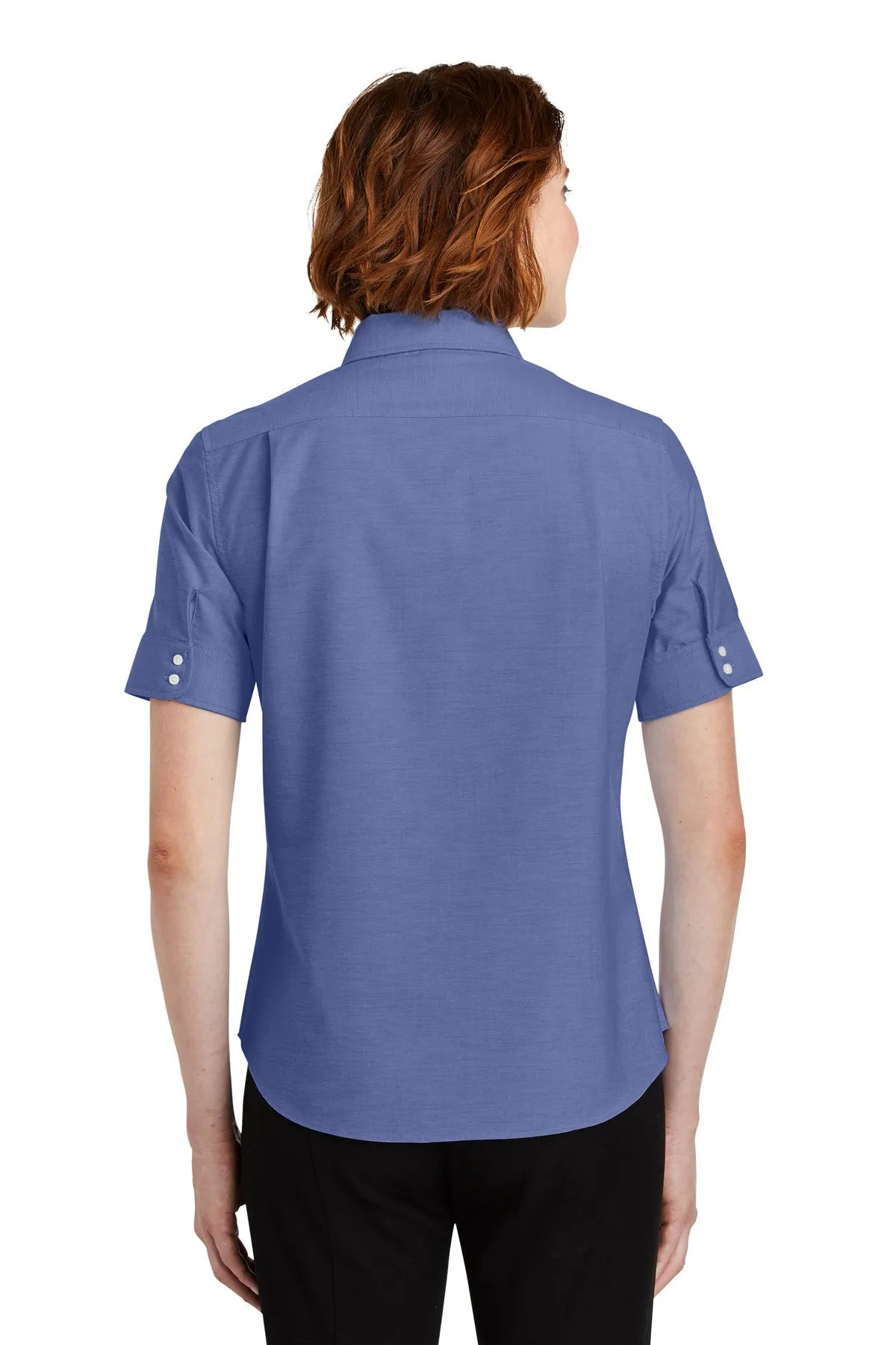 Port Authority Ladies Short Sleeve SuperPro Branded Oxford Shirts, Navy