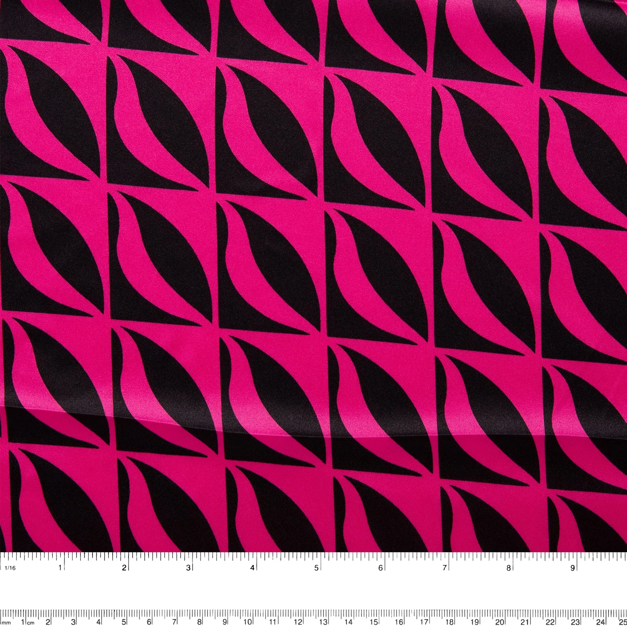 Printed Satin Velvet - CHARLOTTE - Geometric - Pink