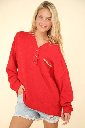 Radiant Feelings Plus Red Oversized Hoodie
